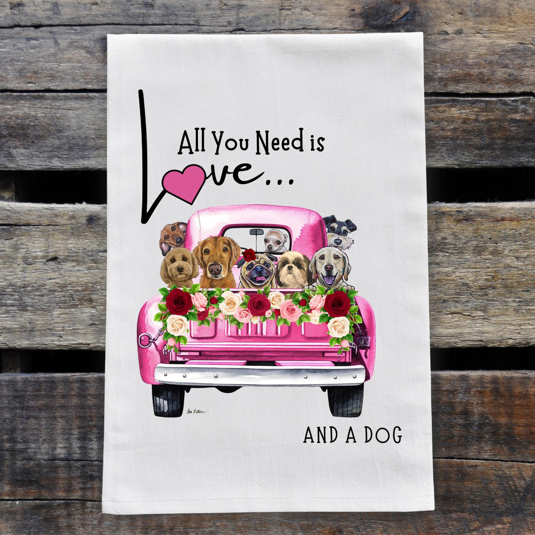 All You Need Is Dogs Love Towel, 'Pink Farm Truck'