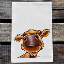 Load image into Gallery viewer, Cow Towel 'Darla', Neutral Farmhouse Kitchen Decor