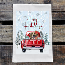 Load image into Gallery viewer, Christmas Dog Towel 'Beagle', Holiday Dog Towel