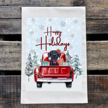 Load image into Gallery viewer, Christmas Dog Towel 'Black Lab', Holiday Dog Towel