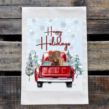 Load image into Gallery viewer, Christmas Dog Towel 'Chocolate Lab', Holiday Dog Towel