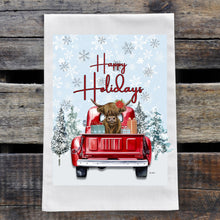 Load image into Gallery viewer, Christmas Highland Cow Towel 'Penny', Holiday Cow Towel