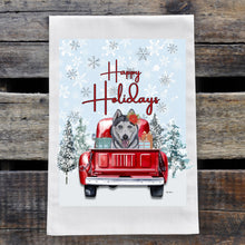 Load image into Gallery viewer, Christmas Dog Towel 'Husky', Holiday Dog Towel