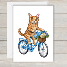 Load image into Gallery viewer, Coastal Orange Tabby Cat Greeting Card - Beach Cat Greeting Cards