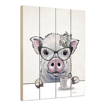Load image into Gallery viewer, Pallet Wood Pig with Coffee Sign Farmhouse Pig Decor, Pit Kitchen Decor
