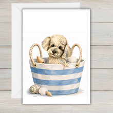 Load image into Gallery viewer, Coastal Poodle / Maltipoo Greeting Card - Beach Dog Greeting Cards