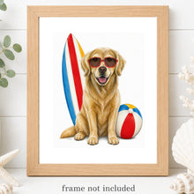 Load image into Gallery viewer, Golden Retriever Art Print - Beach Dog Art Print