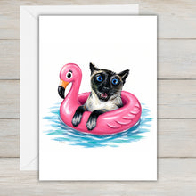 Load image into Gallery viewer, Coastal Siamese Cat Greeting Card - Beach Cat Greeting Cards
