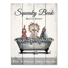 Load image into Gallery viewer, Pallet Wood Chicken Sign &#39;Chicken Tub - Squeaky Beaks&#39;, Farmhouse Chicken Decor, Wood Bathroom Art

