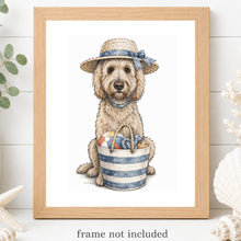 Load image into Gallery viewer, Coastal Apricot - Tan Golden Doodle Art Print - Beach Dog Art Print - Labradoodle