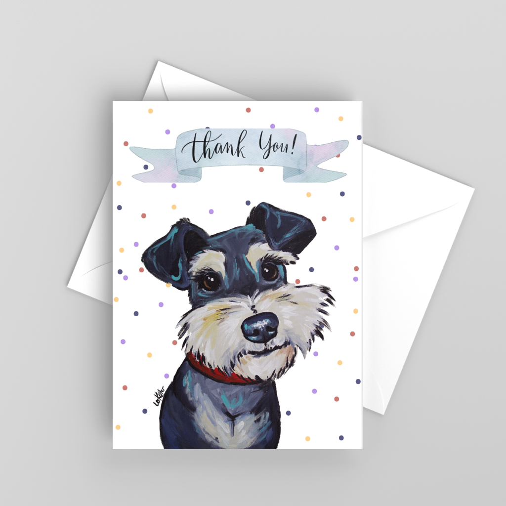 Schnauzer Greeting Card Thank You Cute Dog Card Hippie Hound