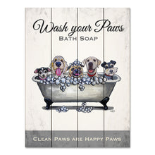 Load image into Gallery viewer, Pallet Wood Dog Sign &#39;Dog Tub - Wash Your Paws&#39;, Farmhouse Dog Decor, Wood Bathroom Art
