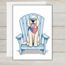 Load image into Gallery viewer, Coastal White Golden Doodle Greeting Card - Beach Dog Greeting Cards - Labradoodle
