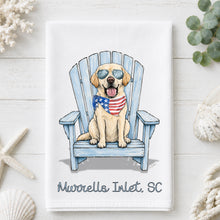 Load image into Gallery viewer, Coastal Yellow Tea Towel - Labrador Kitchen Towel - Option to Personalize