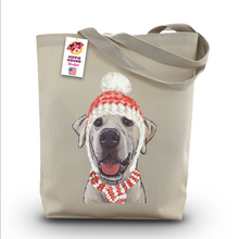 Load image into Gallery viewer, Dog Christmas Tote Bag, 'Yellow Lab'