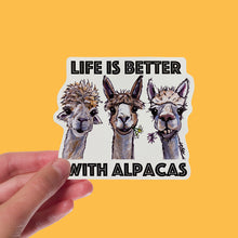 Load image into Gallery viewer, Life is Better with Alpaca Sticker, 4&quot; Sticker, Cute Alpaca Sticker
