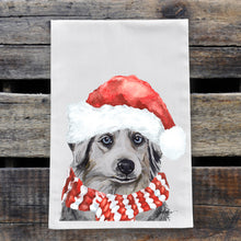Load image into Gallery viewer, Christmas Dog Towel 'Aussie', Holiday Dog Towel