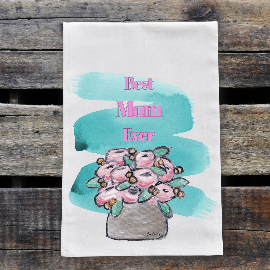 Mother's Day 'Best Mom Ever' Tea Towel - Pink