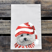 Load image into Gallery viewer, Christmas Dog Towel 'Bichon', Holiday Dog Towel