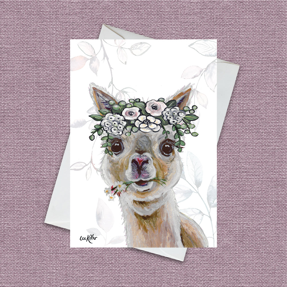 Boho Greeting Card 'Holly', Boho Alpaca Greeting Card