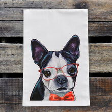 Load image into Gallery viewer, Christmas Dog Towel 'Boston Terrier', Holiday Dog Towel