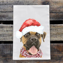Load image into Gallery viewer, Christmas Dog Towel 'Boxer', Holiday Dog Towel