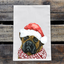 Load image into Gallery viewer, Christmas Dog Towel 'Bull Mastiff', Holiday Dog Towel