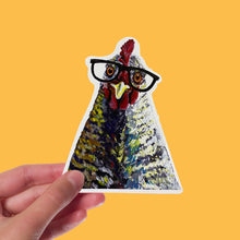 Load image into Gallery viewer, Chicken Sticker, 4" Sticker, Cute Chicken Glasses Sticker
