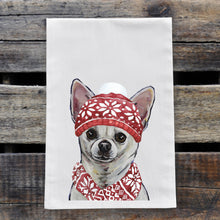 Load image into Gallery viewer, Christmas Dog Towel 'Chihuahua', Holiday Dog Towel