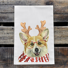 Load image into Gallery viewer, Christmas Dog Towel 'Corgi', Holiday Dog Towel
