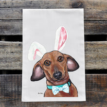 Load image into Gallery viewer, Easter Towel, Dachshund Towel, Spring Kitchen Decor