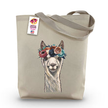 Load image into Gallery viewer, Dark Boho Flowers Alpaca Tote Bag, 'Elliemae'
