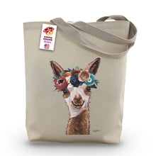 Load image into Gallery viewer, Dark Boho Flowers Alpaca Tote Bag, 'Rosie'