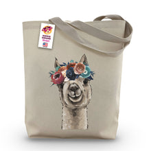 Load image into Gallery viewer, Dark Boho Flowers Alpaca Tote Bag, 'Shenanigan'