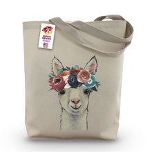 Load image into Gallery viewer, Dark Boho Flowers Alpaca Tote Bag, 'Sophie'