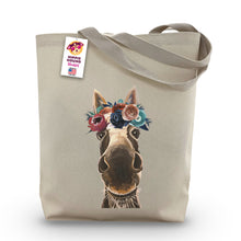Load image into Gallery viewer, Dark Boho Flowers Donkey Tote Bag, &#39;Snickers&#39;
