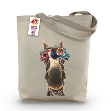 Load image into Gallery viewer, Dark Boho Flowers Donkey Tote Bag, 'Snickers'