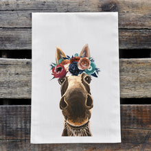 Load image into Gallery viewer, Donkey Towel, Dark Boho Flowers, Farmhouse Kitchen Decor