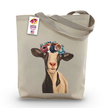 Load image into Gallery viewer, Dark Boho Flowers Goat Tote Bag, 'Luna'
