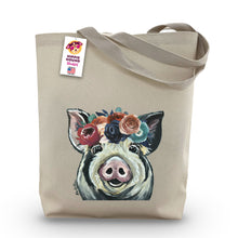 Load image into Gallery viewer, Dark Boho Flowers Pig Tote Bag, 'Sarge'
