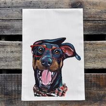 Load image into Gallery viewer, Christmas Dog Towel 'Doberman', Holiday Dog Towel