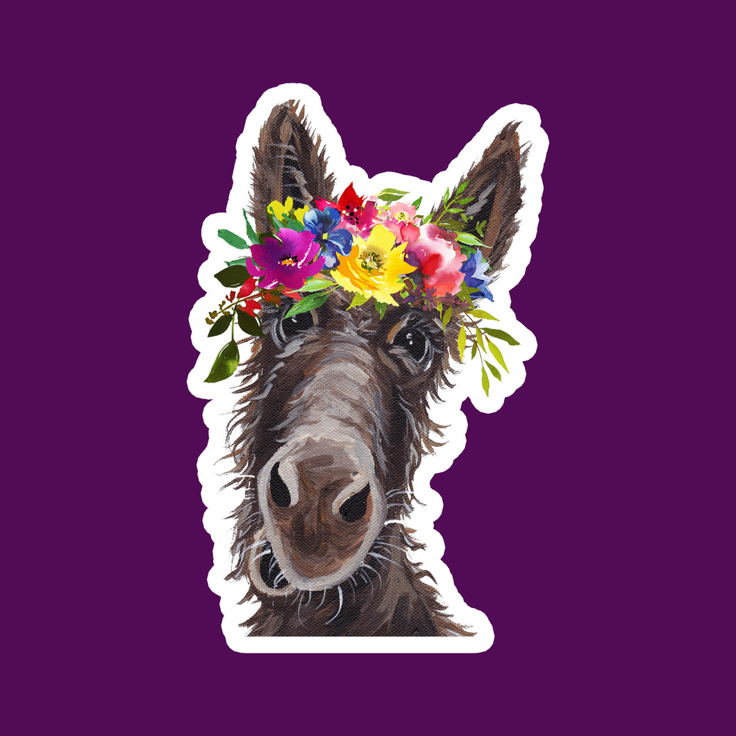 Summer Flower Crown Donkey Sticker, 4