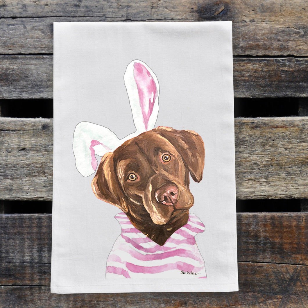 Easter Towel, Chocolate Lab Towel, Spring Kitchen Decor