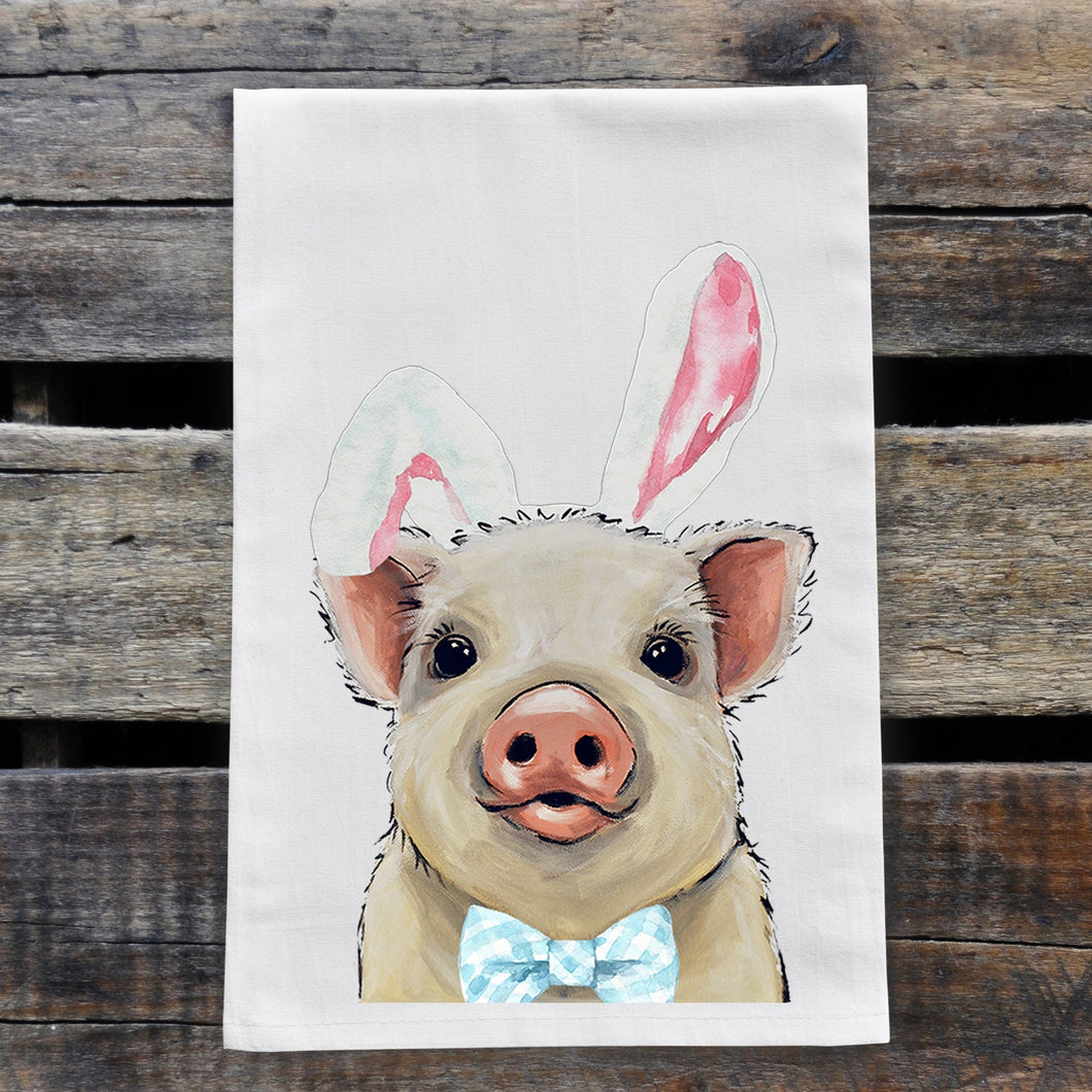 Easter Towel, Pig Towel, Spring Kitchen Decor
