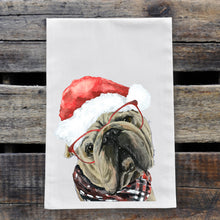 Load image into Gallery viewer, Christmas Dog Towel 'English Bull', Holiday Dog Towel