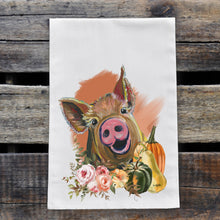 Load image into Gallery viewer, Pig Tea Towel 'Wilbur', Pig Kitchen Towel, Fall/Thanksgiving Decor