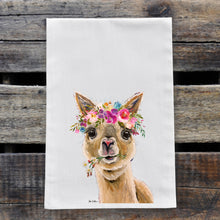 Load image into Gallery viewer, Alpaca Tea Towel 'Holly', Bright Blooms Flower Crown, Spring Decor