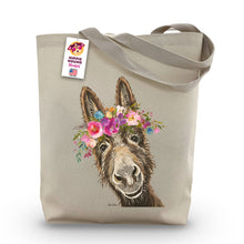 Load image into Gallery viewer, Donkey Tote Bag 'Raymond', Bright Blooms Flower Crown, Spring Tote Bag