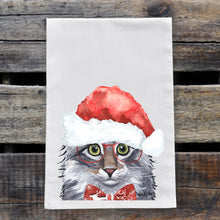 Load image into Gallery viewer, Christmas Cat Towel, Christmas Fluffy Grey Cat Towel