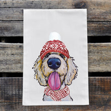 Load image into Gallery viewer, Christmas Dog Towel 'Goldendoodle', Holiday Dog Towel